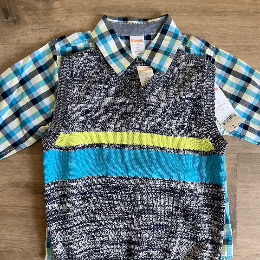 NWT boys Gymboree matching button up and vest